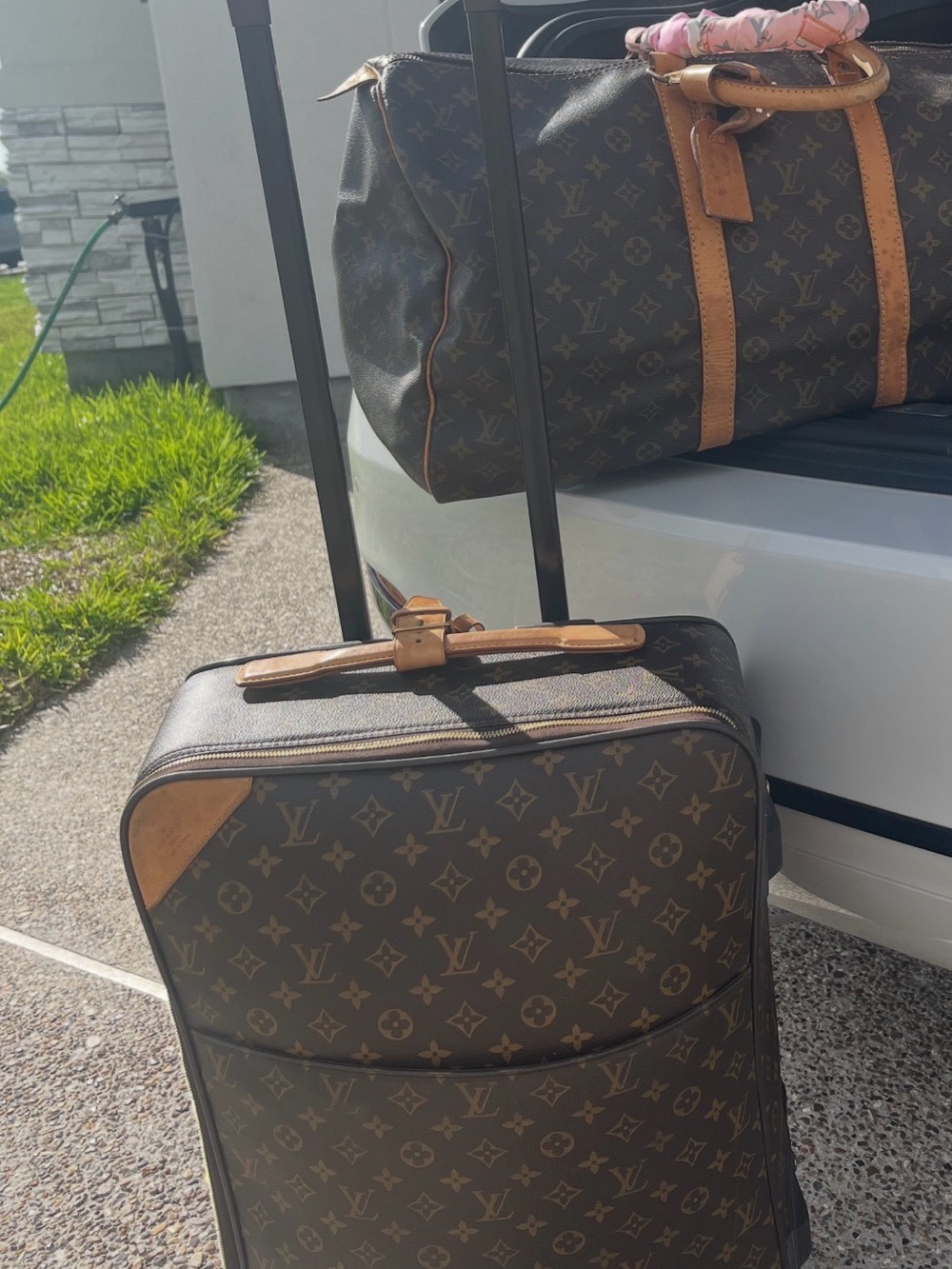 Louis Vuitton Monogram Canvas Carry-On Luggage in Brown and Tan
